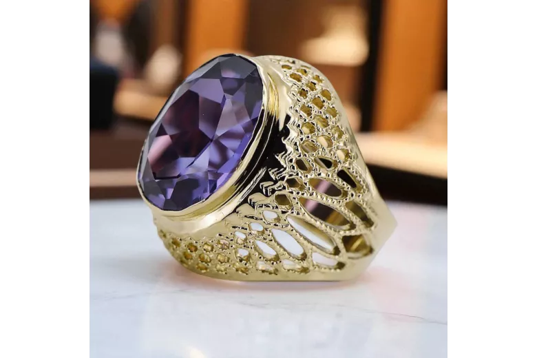 حرف يدوية فينتاج خاتم الكساندريت 14 كارت من الذهب الأصفر vrc089y